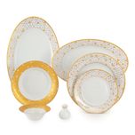 سرویس غذاخوری 35 پارچه چینی زرین ایران سری شهرزاد مدل ژئومتریکال درجه یک