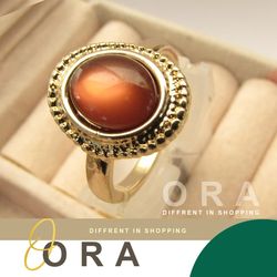 انگشتر نگین قهوه ای