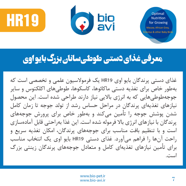 غذای کمکی جوجه طوطی سانان بایو اوی مدل HR19 وزن 500 گرم