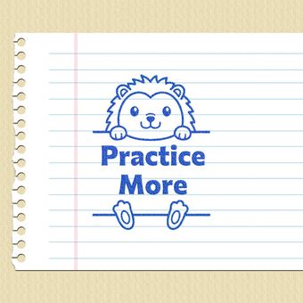 مهر تشویقی انگلیسی - practice more خارپشت