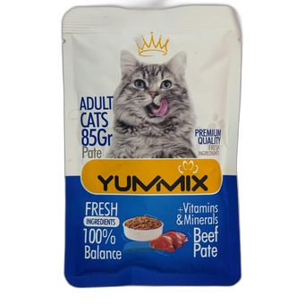 پوچ گربه یامیکس Yummix مدل طعم گوشت وزن 85 گرم