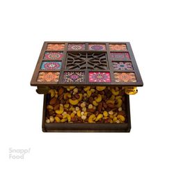 آجیل چهار مغز جعبه چوبی 7 رنگ 1000 گرم