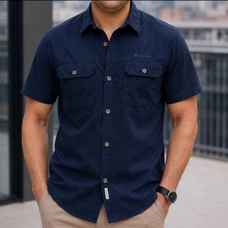 پیراهن کتان آستین کوتاه مارک کلمبیا