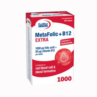 قرص متافولیک و ب 12 50 میکرو گرم اکسترا یوروویتال بسته 30 عددی*152