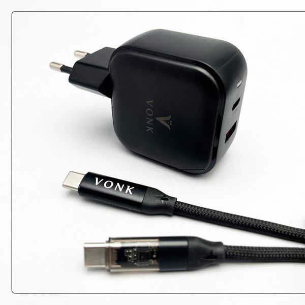 شارژر دیواری 45 وات 2 پورت وونک مدل CA-45 به همراه کابل USB‑C