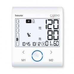 فشارسنج بازویی دیجیتال بیورر مدل BM96 با صفحه نمایش XL و نور پس‌زمینه سفید، تشخیص آریتمی پیشرفته، شاخص ریسک، حافظه دو کاربره هرک