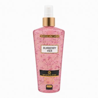 بادی اسپلش زنانه وودلایک مدل Burberry Her حجم 250 میلی‌لیتر