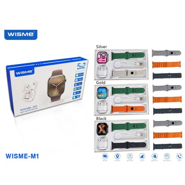 ساعت هوشمند 49 میلی متری ویسمی مدل WISME-M1 با بند سیلیکونی به همراه هدفون