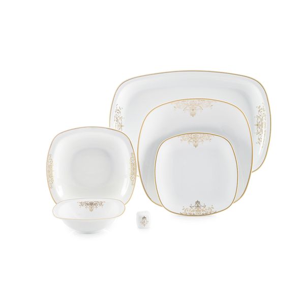 سرویس غذاخوری 98 پارچه چینی زرین ایران سری کواترو مدل مونت کارلو درجه یک