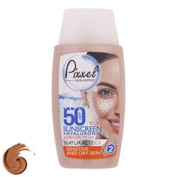 کرم ضدآفتاب پیکسل مدل Natural BEIGE، مناسب پوست خشک و حساس حجم 50 میلی‌لیتر