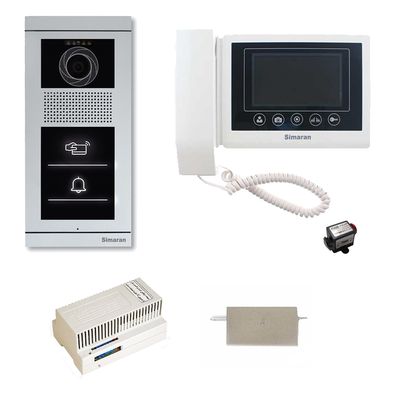 مجموعه دربازکن تصویری سیماران مدل 43TKM-VFBT1 یک طبقه به همراه محافظ ولتاژ مانیتور