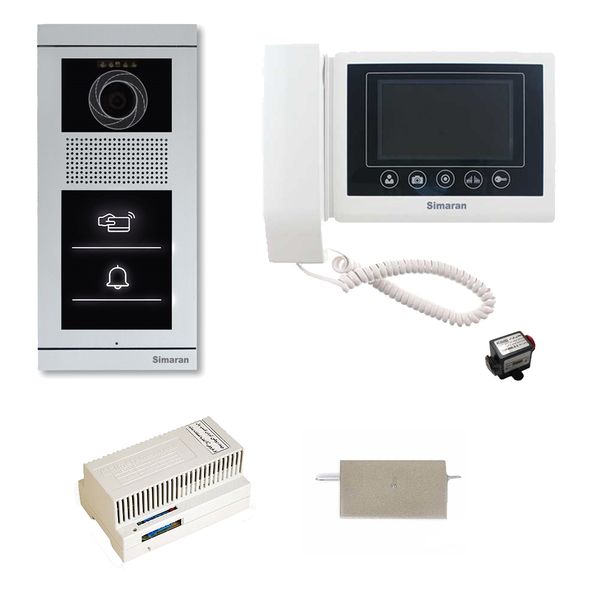 مجموعه دربازکن تصویری سیماران مدل 43TKM-VFBT1 یک طبقه به همراه محافظ ولتاژ مانیتور