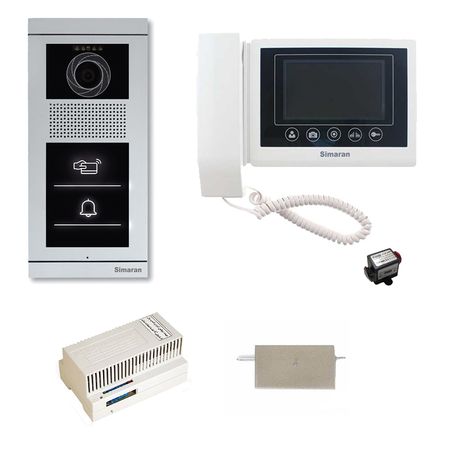 مجموعه دربازکن تصویری سیماران مدل 43TKM-VFBT1 یک طبقه به همراه محافظ ولتاژ مانیتور