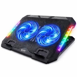 پایه خنککننده لپتاپ گیمینگ لوتوس مدل GF219-RGB دارای دو عدد فن مناسب برای لپ تاپهای 13 تا 16 اینچی