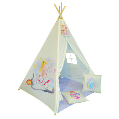 چادر بازی کودک مدل سرخپوستی طرح حیوانات PT525 به همراه کوسن