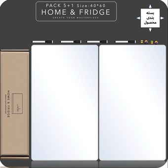 تخته وایت‌برد یخچالی هوم اند فریج مدل TWIN H&F سایز 60x40 سانتی‌متر به همراه ماژیک و مگنت مجموعه 10 عددی