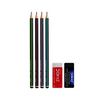 پاک کن دامس مدل 2B به همراه مداد استدلر بسته 6 عددی