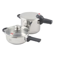 زودپز دوقلو پارس استیل مدل کف سه لایه گنجایش  6 و 3 لیتر با درب پیرکس - نمایندگی کرج
