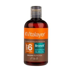 روغن آفتاب  صورت و بدن ویتالیر  مدل bronvit extremly bronzing حجم 250 میلی‌لیتر با SPF 6 و محافظت در برابر UVA/UVB