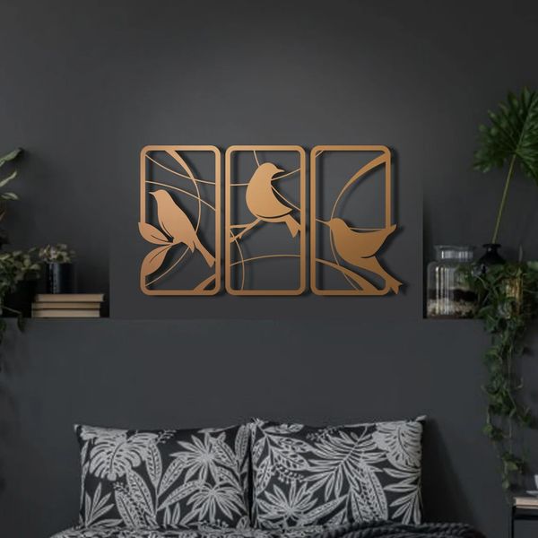 دیوارکوب مدل چوبی پرنده کد T64-2 مجموعه سه عددی