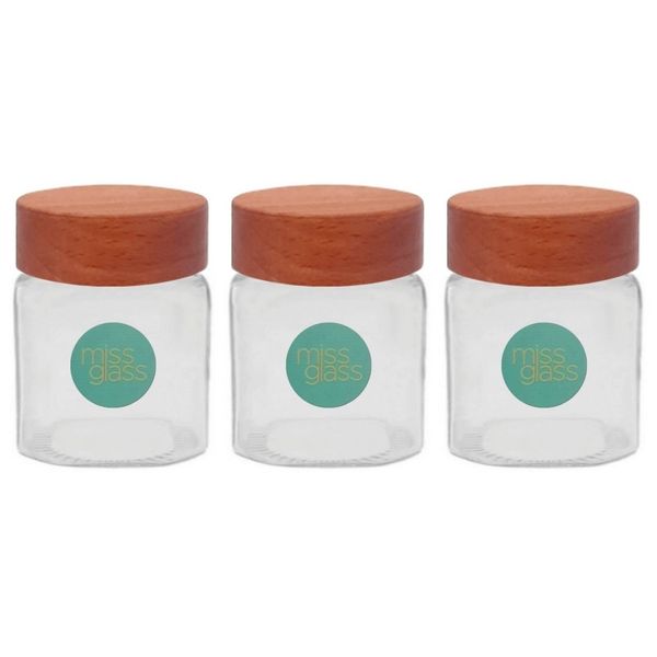 ست جا ادویه ای میس گلس مدل M در چوبی بسته 3 عددی*122