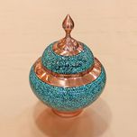 قندان مس و فیروزه سیبی 20 سانت