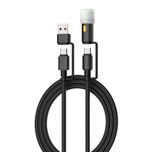 کابل تبدیل USB-C به USB-A و USB-C به لایتنیگ مدل crown 6in1 طول 1.20