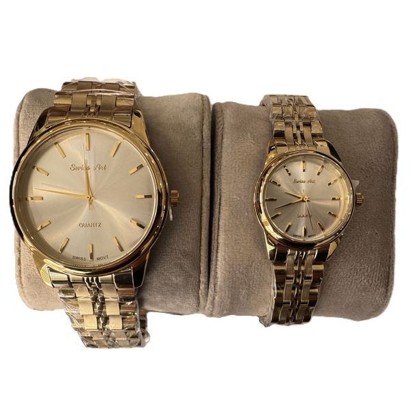 ست ساعت مچی عقربهای کوارتز زنانه و مردانه سوئیس آرت مدل ANT182-183GD0300