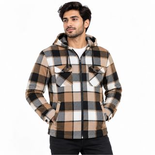 سویشرت کلاه‌دار مردانه چهارخانه کد 07
