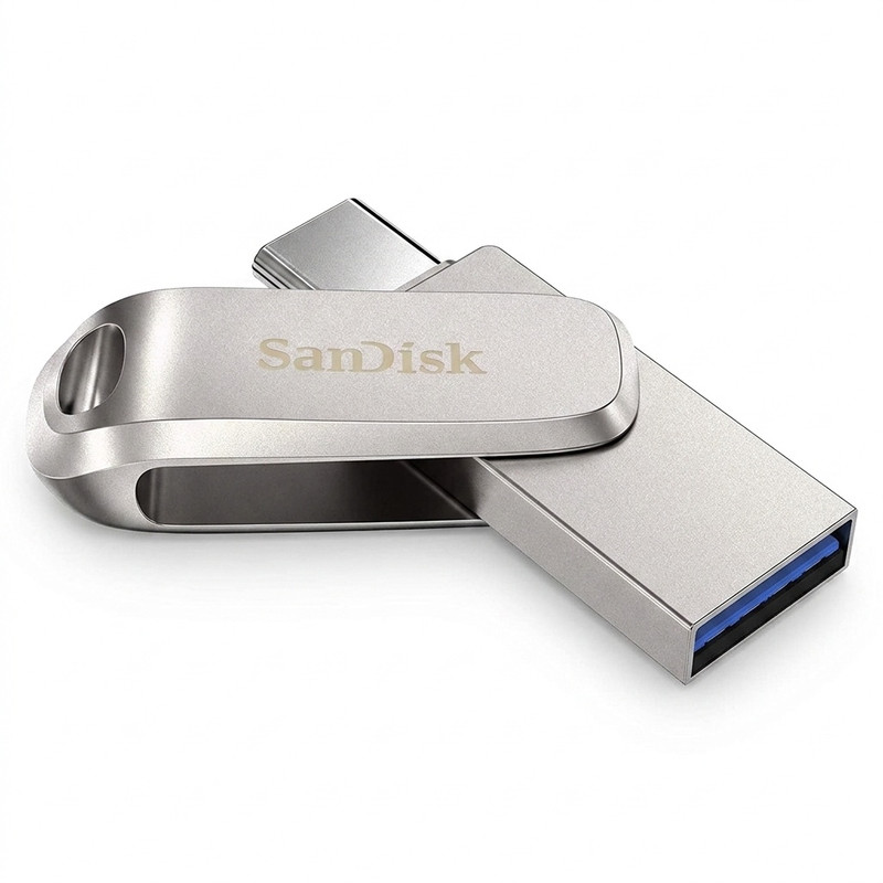 فلش مموری 128 گیگابایت سن دیسک مدل Ultra Dual Drive Luxe با دو رابط USB Type-C و USB Type-A، سرعت انتقال 150 مگابایت بر ثانیه، ب