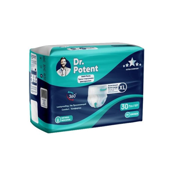 پوشک شورتی بزرگسال دکتر پوتنت مدل اولترا کامفورت سایز XL بسته 30 عددی