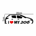برچسب بدنه خودرو ماتریسیو طرح I Love My 206 کد M159 