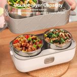 ظرف غذای برقی لانج باکس مدل LB-200W( دو طبقه ) 4 عددی کاسه استیل