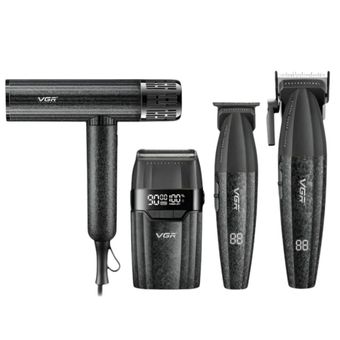 ماشین اصلاح موی سر و صورت شارژی وی جی ار مدل V-640 S4 4in1 به همراه سشوار مجموعه 4 عددی