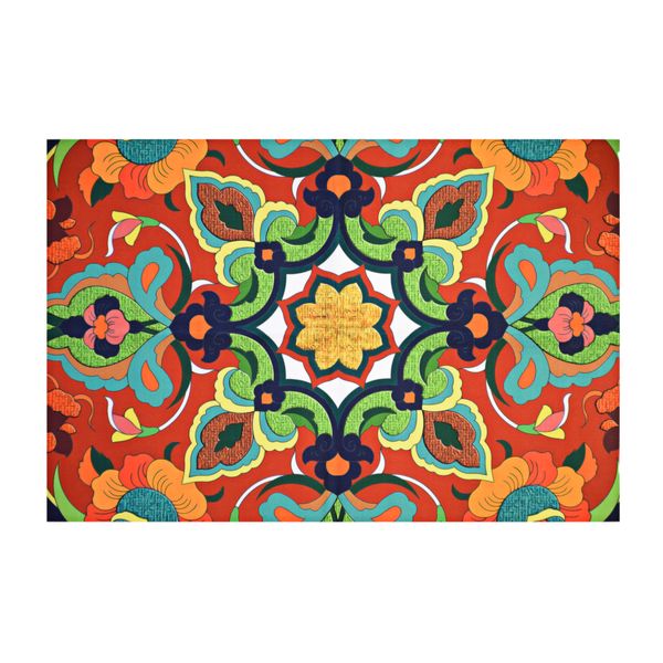 رومیزی مدل مخمل طرح کاشی کد 129