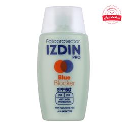 فلوئید ضد آفتاب بیرنگ صورت و گردن ایزدین پرو SPF 50 مدل Blue Blocker محافظ در برابر اشعه UVA و UVB مناسب برای انواع پوست حجم 5