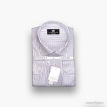پیراهن مردانه سفید راه‌راه بنفش پارچه آرو