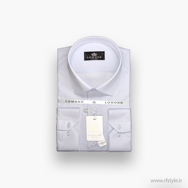 پیراهن مردانه راه‌راه ریز آبی-سفید-صورتی پارچه آرو