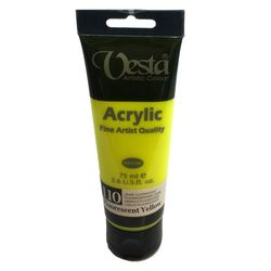 رنگ اکریلیک وستا مدل flourescent yellow 110 حجم 75 میلی لیتر