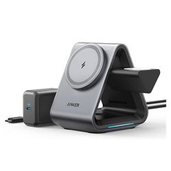 شارژر بیسیم مگنتی Anker 737 MagGo 3-in-1 Wireless Charging Station 15W مدل B2599