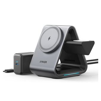 شارژر بیسیم مگنتی Anker 737 MagGo 3-in-1 Wireless Charging Station 15W مدل B2599