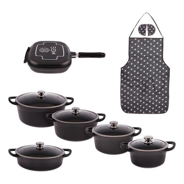 سرویس تابه و قابلمه گرانیتی 15 پارچه ام جی اس مدل GD1511