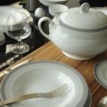 سرویس غذاخوری 102 پارچه چینی زرین ایران سری ایتالیا اف مدل سیلورلاینر درجه یک