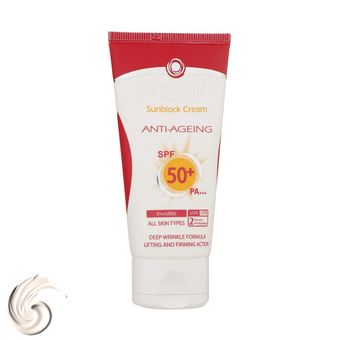 کرم ضد آفتاب بدون رنگ سان سیف، مدل SPF50، مناسب انواع پوست و حجم 50 میلی‌لیتر، محافظت کننده در برابر اشعه UVAو UVB، ضد حساسیت، ض