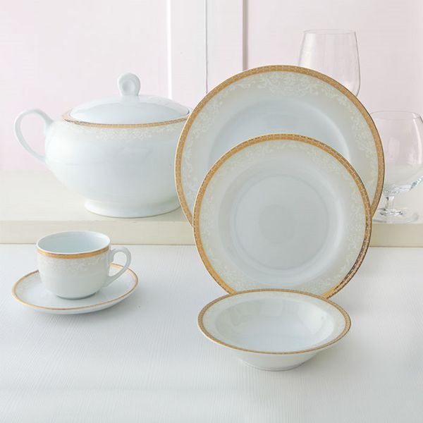 سرویس غذاخوری 102 پارچه چینی زرین ایران مدل ایتالیا اف ریوا درجه عالی