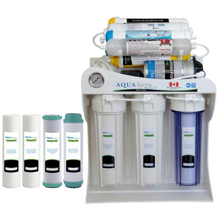 دستگاه تصفیه کننده آب آکوآ اسپرینگ به همراه فیلتر تصفیه آب مجموعه 4 عددی