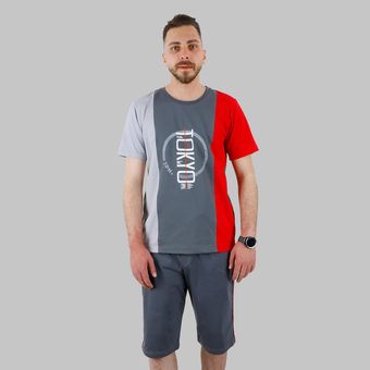 ست تی شرت و شلوارک راحتی مردانه آریان نخ باف مدل 17632