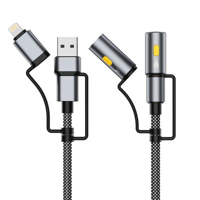 کابل تبدیل USB به لایتنینگ / USB-C / چراغ قوه و فندک الکتریکی مدل 6in1 طول 1.2 متر