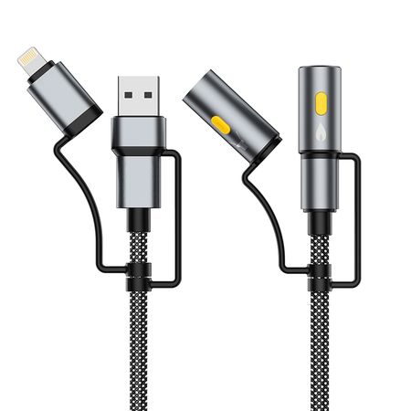 کابل تبدیل USB به لایتنینگ / USB-C / چراغ قوه و فندک الکتریکی مدل 6in1 طول 1.2 متر