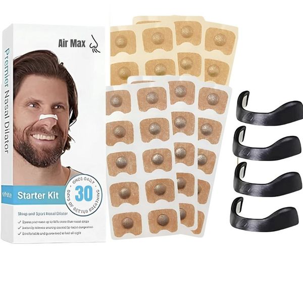 گیره بینی بهبود تنفس مدل ایرمکس مجموعه 4 عددی به همراه چسب بینی بسته 30 عددی